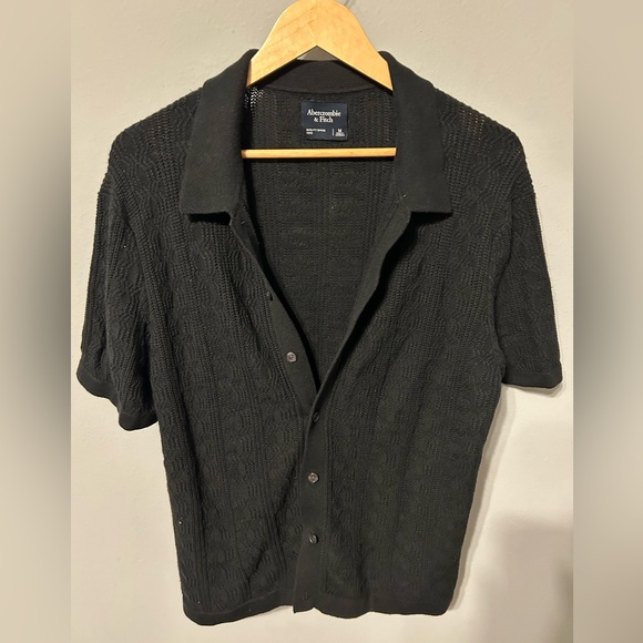 Abercrombie & Fitch Black Button Polo - Medium - Picture 1 of 2